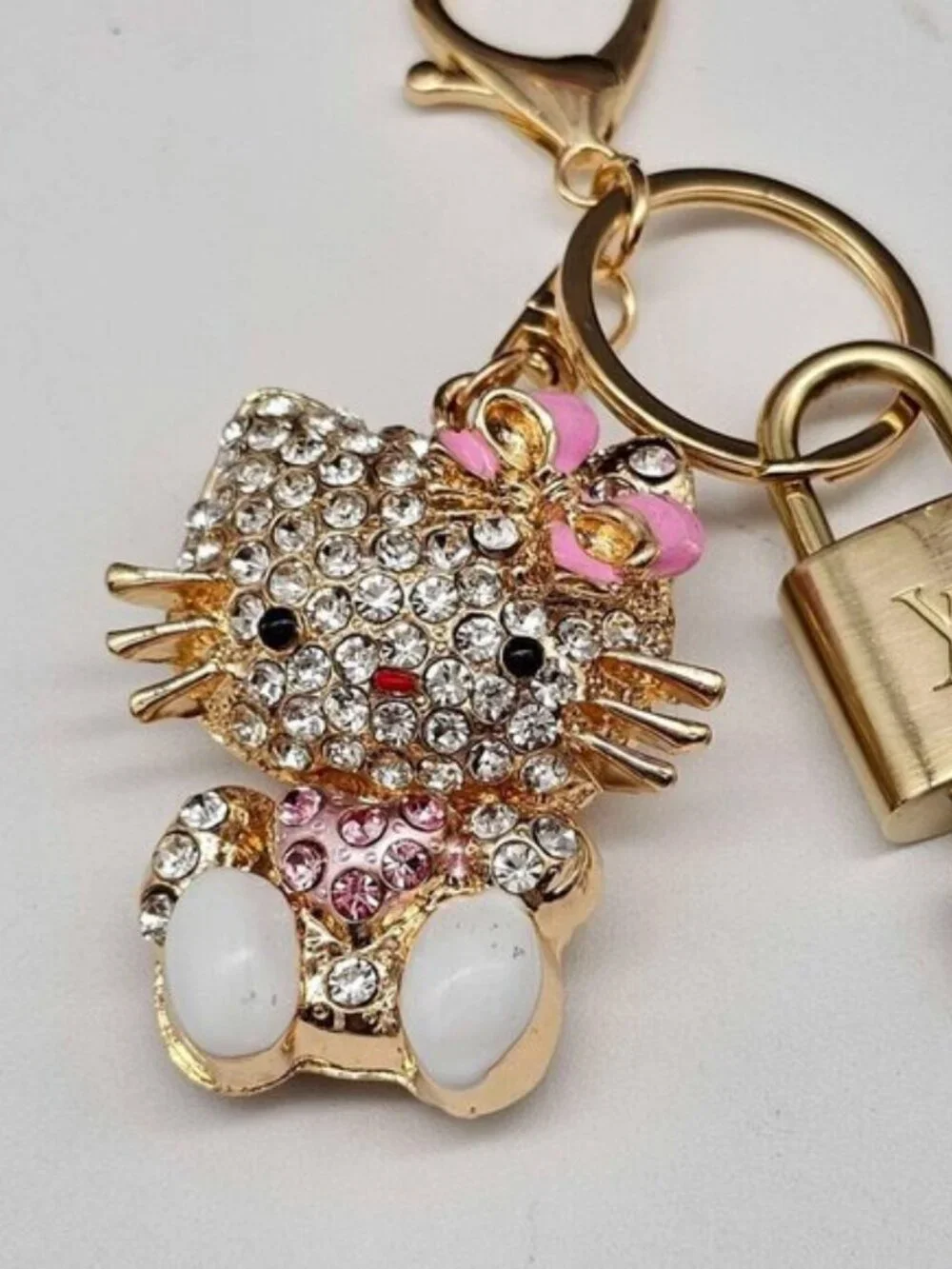 Authentic Louis Vuitton Gold Lock 🔒 Keychain Bag Unbranded Hello Kitty Charm LV